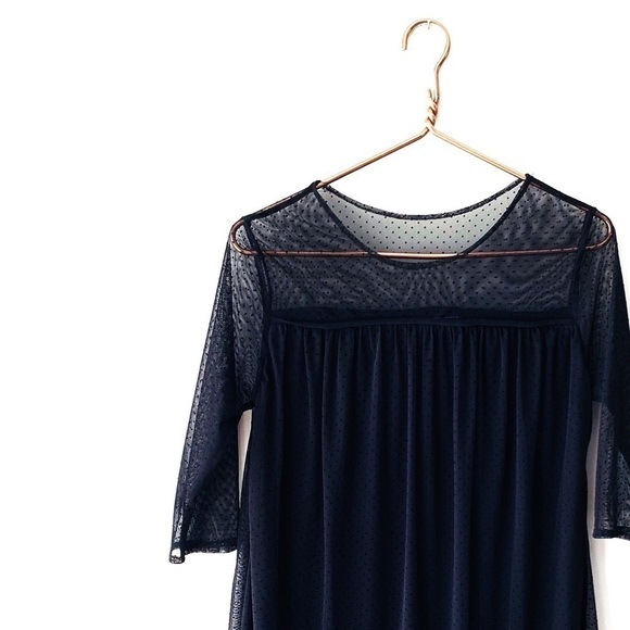 Leota | Mesh Swiss Polka Dot Shift Dress Black - Picture 5 of 5